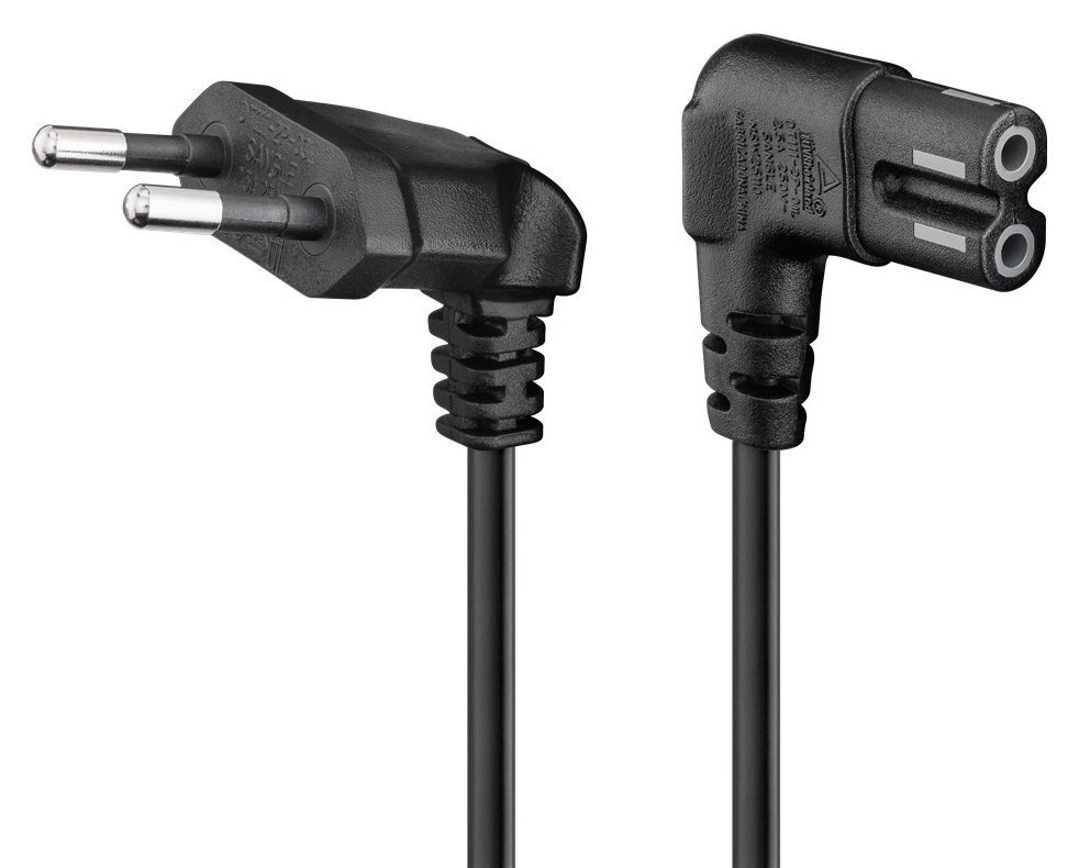 GOOBAY καλώδιο τροφοδοσίας Euro , γωνιακό, 2x0.75 mm², 5m, μαύρο 2512