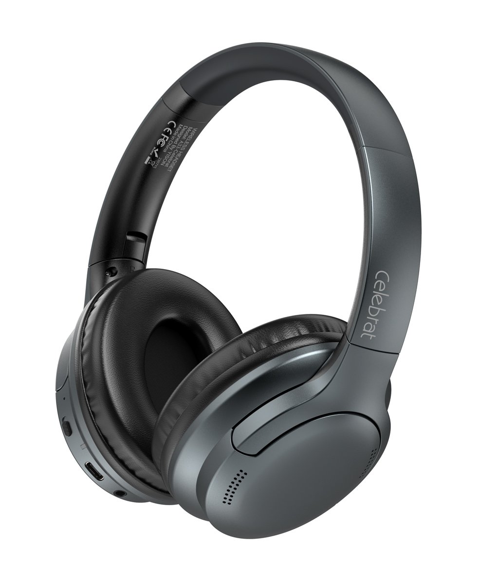 CELEBRAT headphones , ασύρματα & ενσύρματα, ANC, 40mm, 300mAh, μαύρα 7068