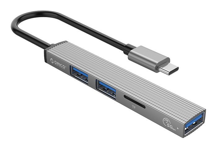 ORICO USB hub  με card reader, 3 θυρών, 5Gbps, USB-C σύνδεση, γκρι 3173