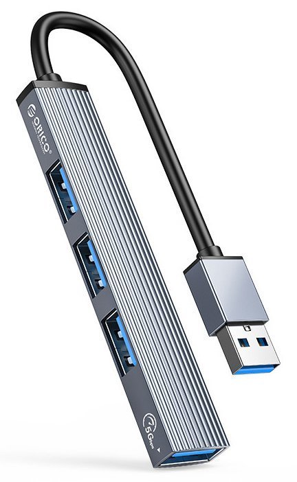 ORICO USB hub , 4x θυρών, USB 3.0, 5Gbps, USB σύνδεση, γκρι 8453