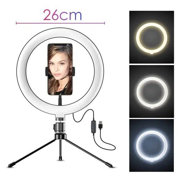 APEXEL φωτιστικό δαχτυλίδι LED με μίνι τρίποδα, Φ26cm 6011 - Image 4