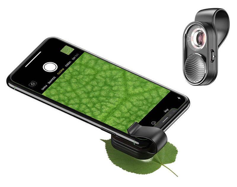 fakos mikroskopio gia smartphone kamera, 100x zoom, LED 6005 Mikroskopio 3