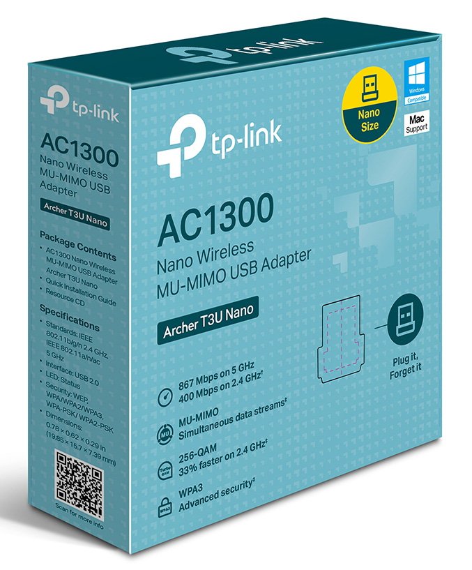 asyrmatos USB antaptoras diktyoy rcher T3U Nano, 1300Mbps, V.1 5841 USB Type-A