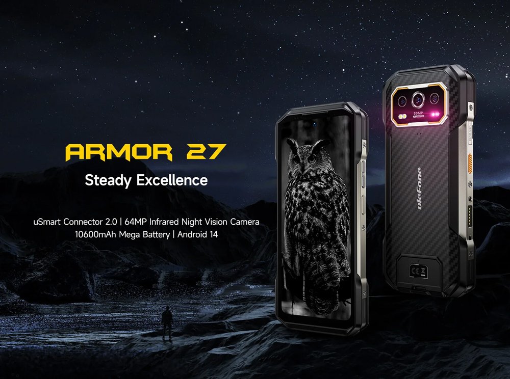 ULEFONE smartphone rmor 27, 6.78", 12/256GB, 10600mh, IP68/IP69K, μαύρο 8151 - Image 2