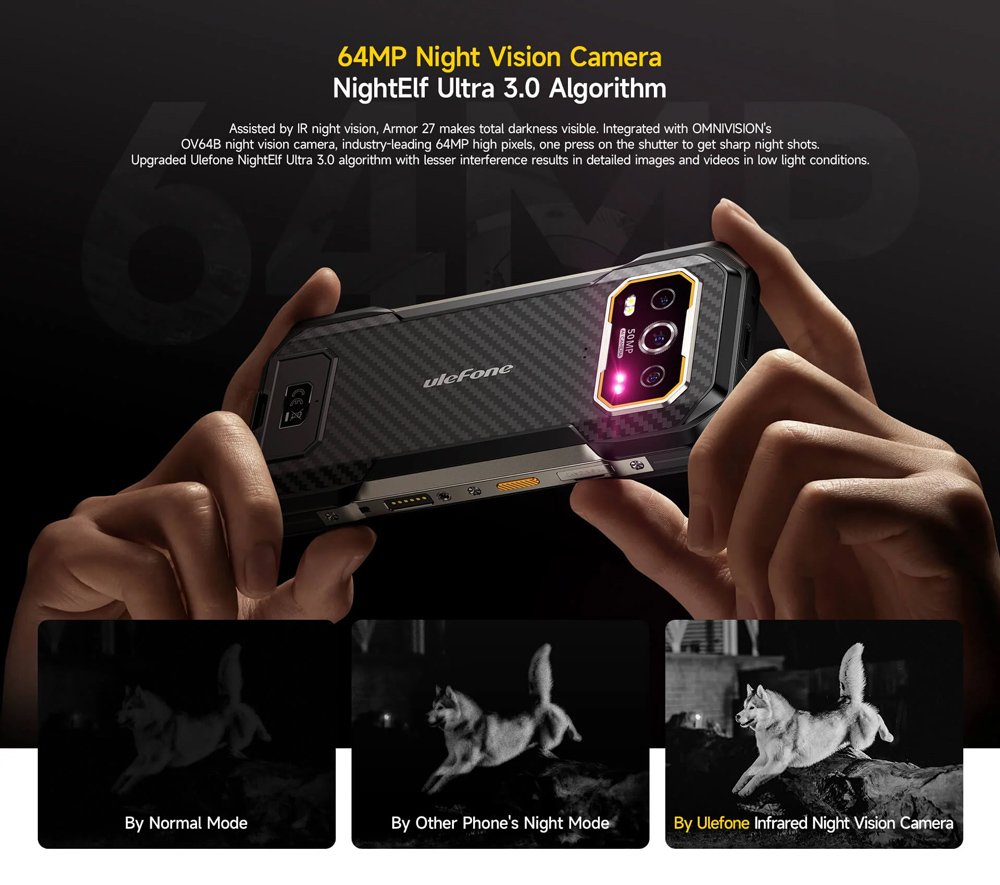 ULEFONE smartphone rmor 27, 6.78", 12/256GB, 10600mh, IP68/IP69K, μαύρο 8151 - Image 4