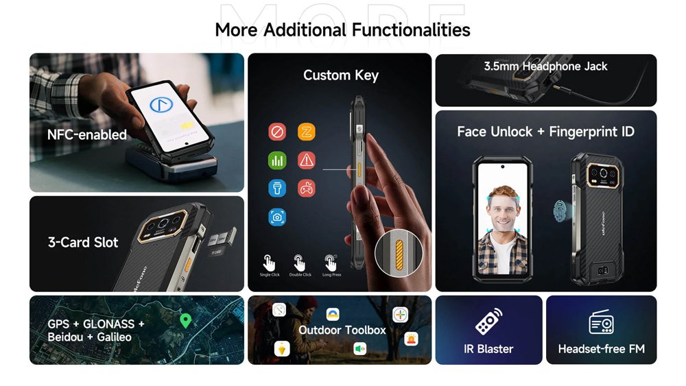 ULEFONE smartphone rmor 27, 6.78", 12/256GB, 10600mh, IP68/IP69K, μαύρο 8151 - Image 10