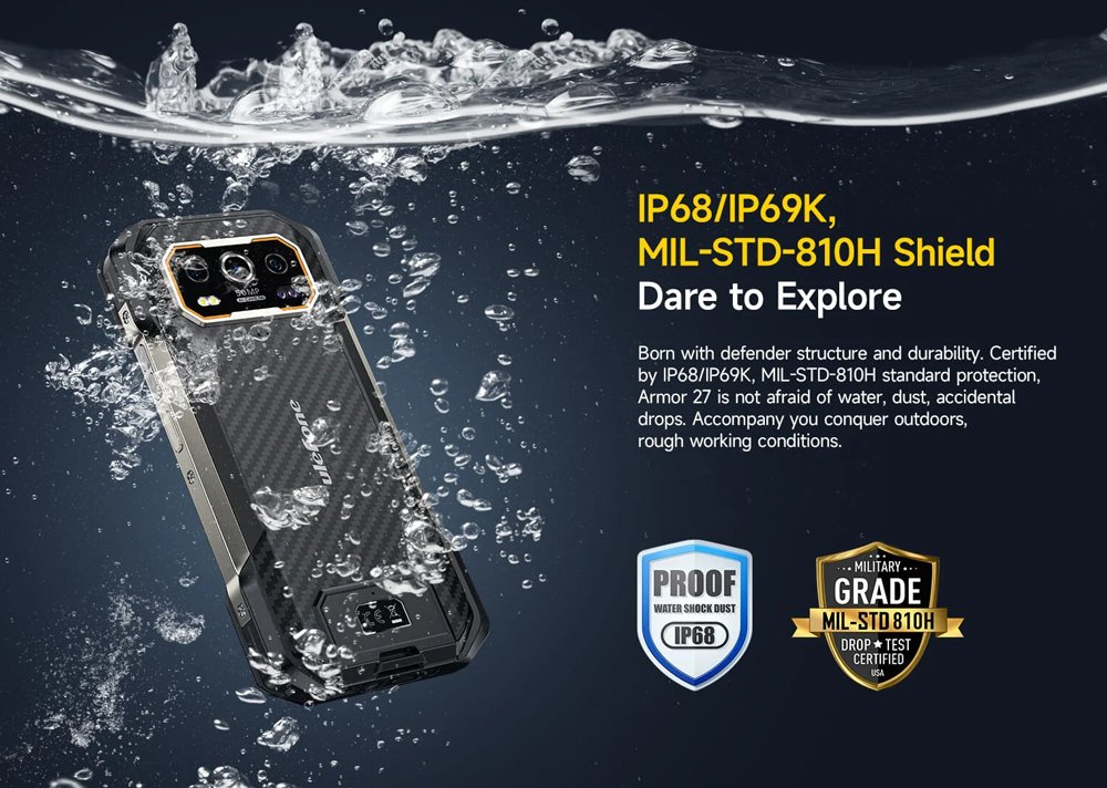 ULEFONE smartphone rmor 27, 6.78", 12/256GB, 10600mh, IP68/IP69K, μαύρο 8151 - Image 14