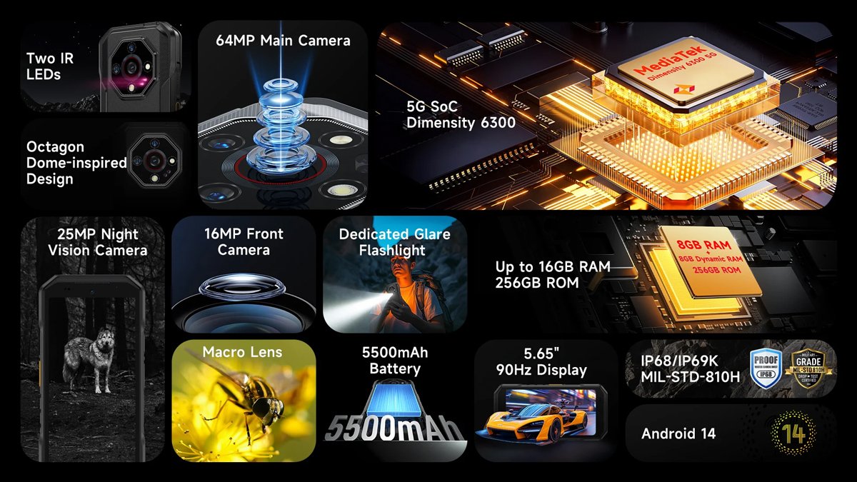 ULEFONE smartphone rmor X32 Pro, 5.65", 8/256GB, 5G, 5500mh, IP68/IP69K, μαύρο 8877 - Image 10