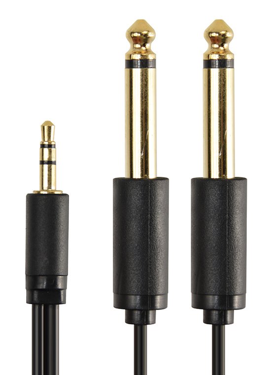 CABLETIME καλώδιο ήχου 3.5mm σε 2x 6.35mm , 1.8m, μαύρο