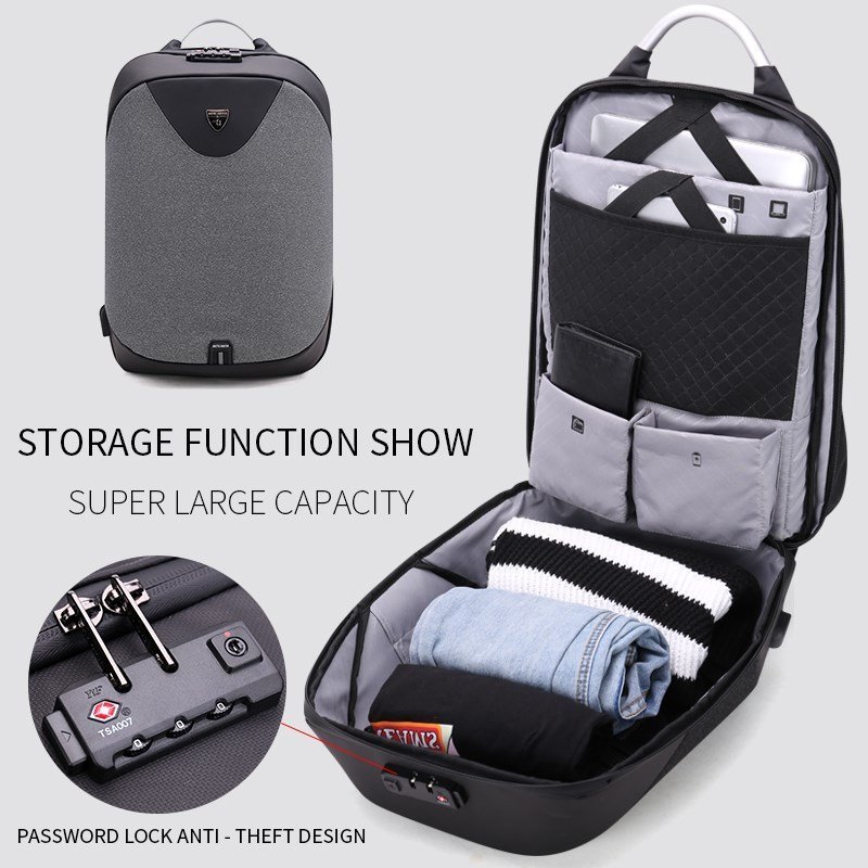 ARCTIC HUNTER τσάντα πλάτης με θήκη laptop 15.6", λουκέτο TSA, 24L, μαύρη 1072 - Image 2