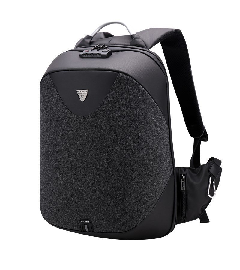 ARCTIC HUNTER τσάντα πλάτης  με θήκη laptop 15.6", λουκέτο TSA, 24L, μαύρη 1072
