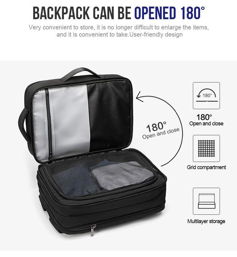 ARCTIC HUNTER τσάντα πλάτης με θήκη laptop 15.6", USB, 19-32L, μαύρη 1398 - Image 10