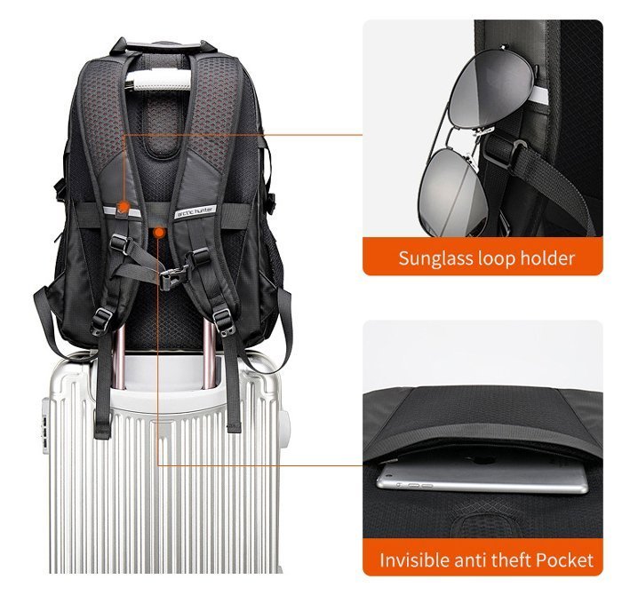 tsanta platis me thiki laptop 15.6", USB, 27L, gkri 6204 15.6"