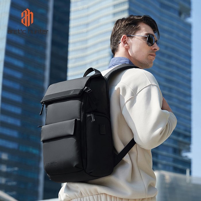 ARCTIC HUNTER τσάντα πλάτης με θήκη laptop 15.6", 20L, USB, μαύρη 5015 - Image 3
