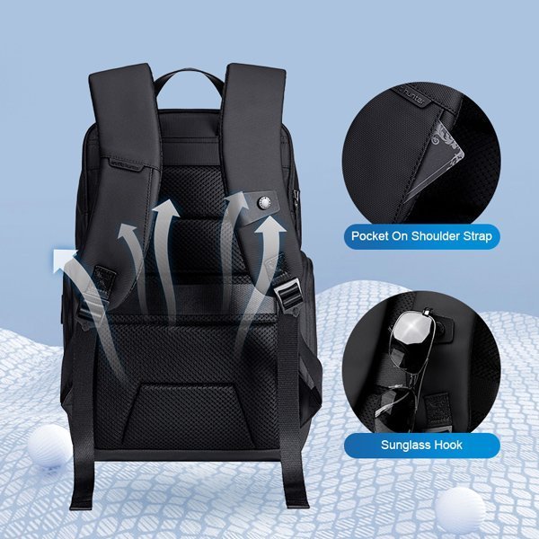 ARCTIC HUNTER τσάντα πλάτης με θήκη laptop 15.6", 20L, USB, μαύρη 5015 - Image 6