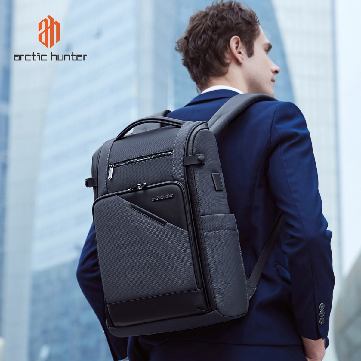 ARCTIC HUNTER τσάντα πλάτης με θήκη laptop 15.6", USB, 15L, γκρι 7492 - Image 2