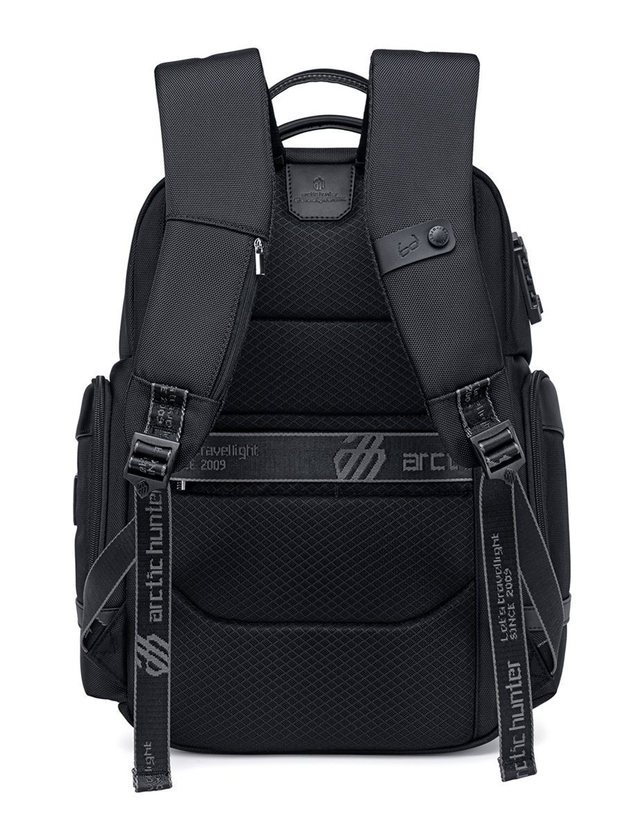 ARCTIC HUNTER τσάντα πλάτης με θήκη laptop 15.6", USB, λουκέτο TSA, 23.5L, μαύρη 7475 - Image 4