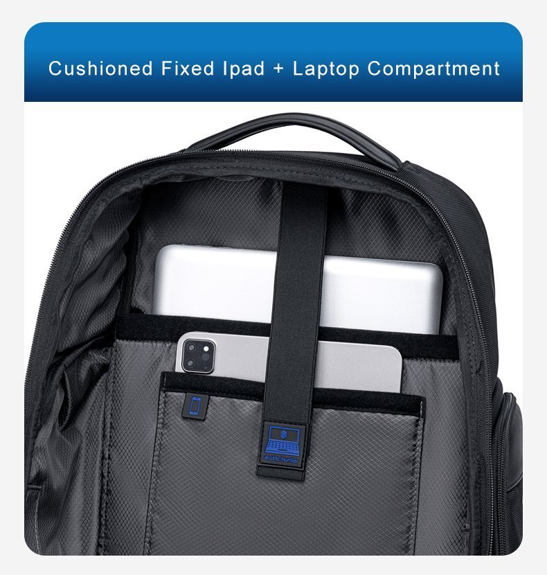 tsanta platis me thiki laptop 15.6", USB, loyketo TSA, 23.5L, gkri 7476 15.6"