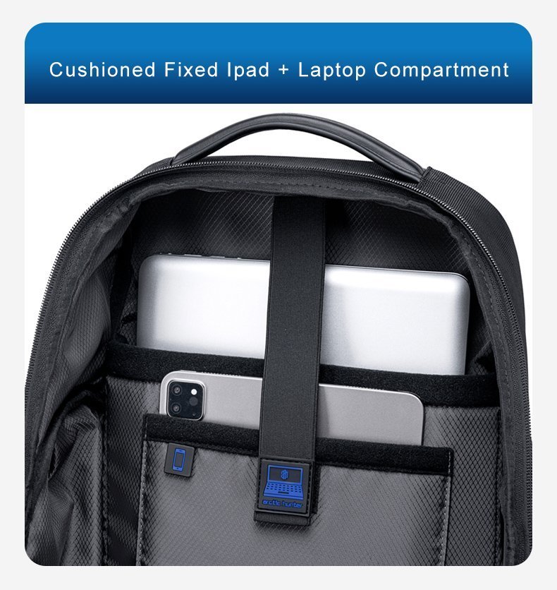 ARCTIC HUNTER τσάντα πλάτης με θήκη laptop 15.6", USB, 20.5L, μαύρη 7477 - Image 6