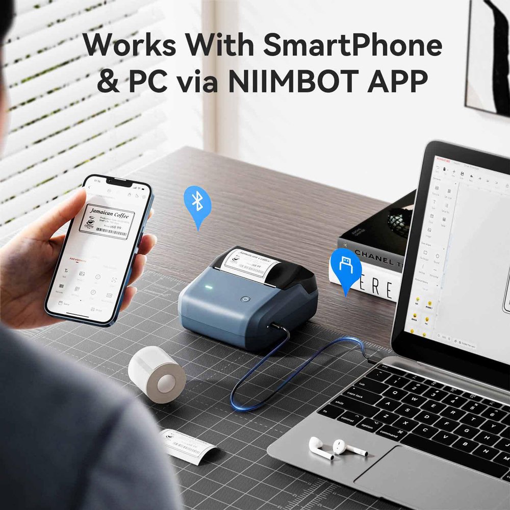 NIIMBOT smart θερμικός εκτυπωτής ετικετών , 203dpi, Bluetooth, μπλε 8576 - Image 3