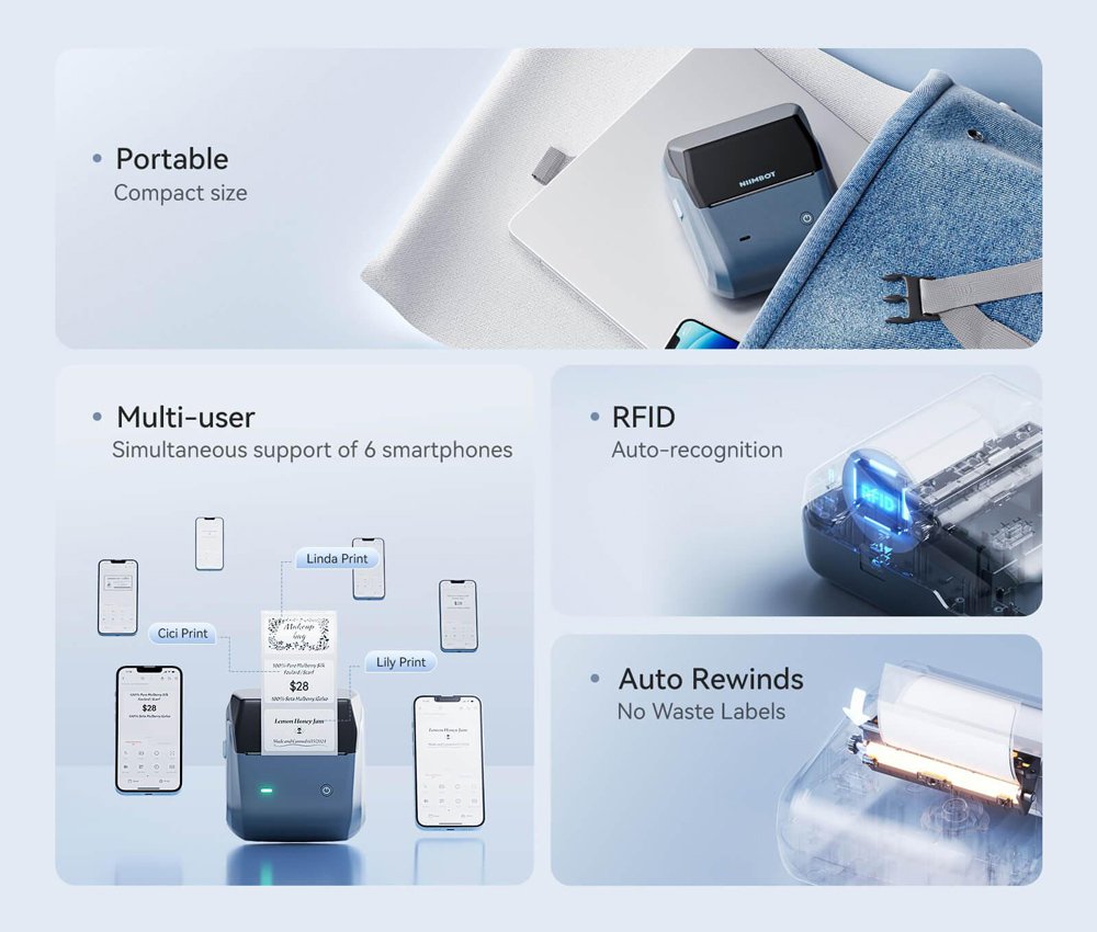 NIIMBOT smart θερμικός εκτυπωτής ετικετών , 203dpi, Bluetooth, μπλε 8576 - Image 7
