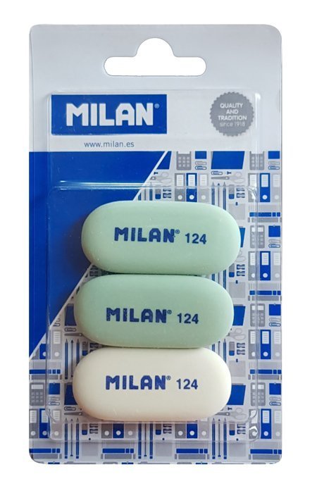 MILAN γόμα 124 , παραλληλόγραμη 50 x 23 x 6mm, σετ 3τμχ 1522