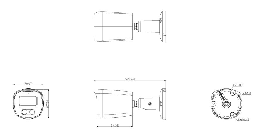 IP kamera, 2.8mm, 2MP, adiavrochi IP67, PoE 3848 2MP