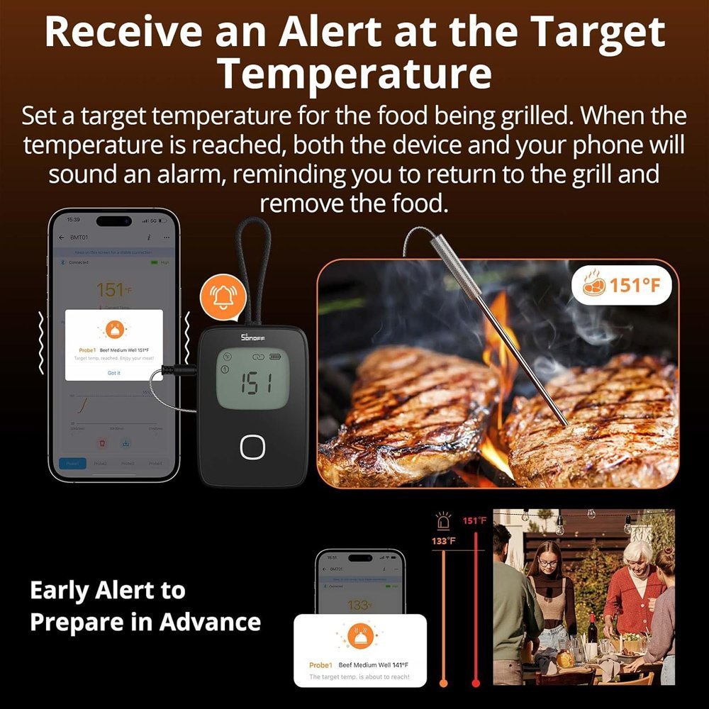 SONOFF smart θερμόμετρο barbeque με 2x αισθητήρες, έως 300 °C, μαύρο 8571 - Image 7