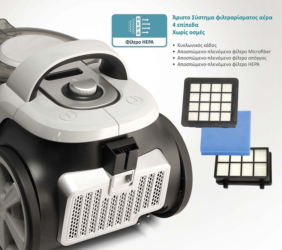 BRUNO ηλεκτρική σκούπα , 800W, 3lt, κυκλωνική, λευκή 4869 - Image 6