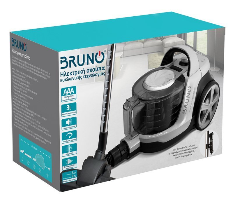 BRUNO ηλεκτρική σκούπα , 800W, 3lt, κυκλωνική, λευκή 4869 - Image 10