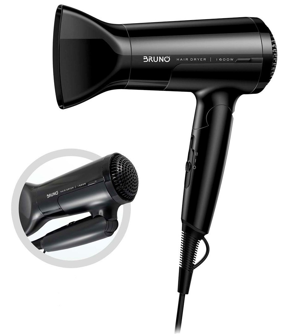 BRUNO σεσουάρ μαλλιών , 1600W, αναδιπλούμενη λαβή, μαύρο 5398