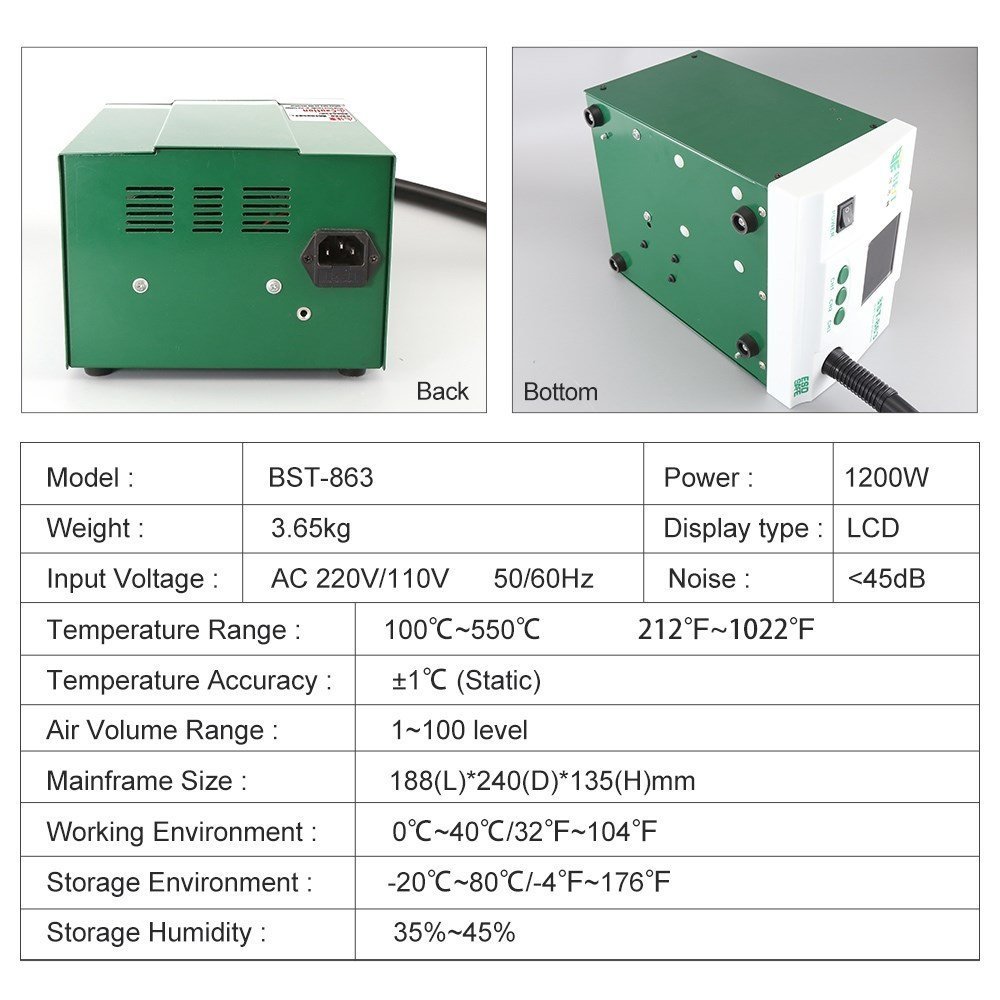 BEST σταθμός θερμού αέρα , 1200W, touch screen 1049 - Image 3