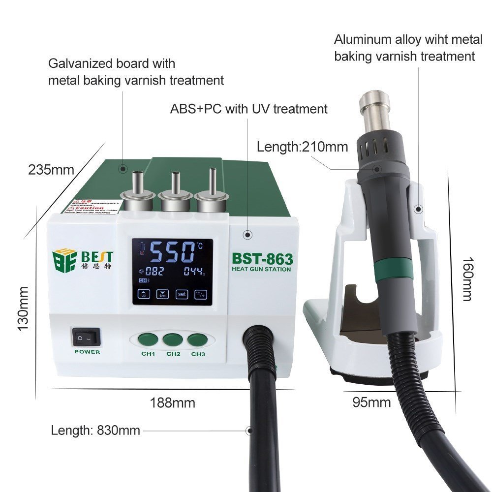 BEST σταθμός θερμού αέρα , 1200W, touch screen 1049 - Image 4