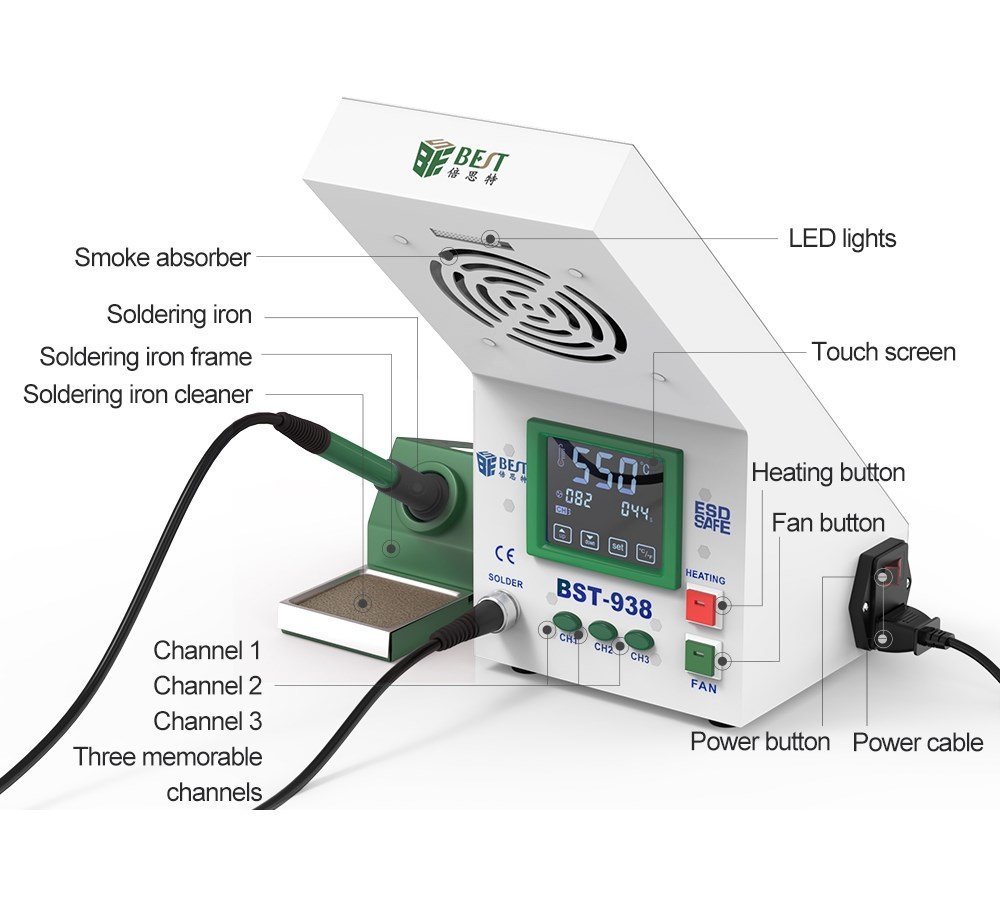 Soldering Station me stathmo aporofisis kapnoy kai LED fos 1051 Stathmos sygkollisis 2