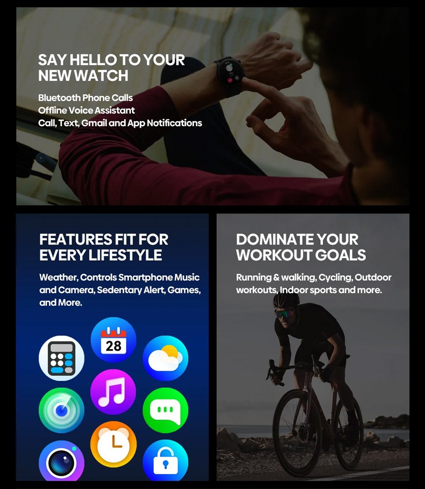 ZELAZE smartwatch talk 3 Plus, heart rate, 1.39" IPS, mayro 8415 Mayro 3