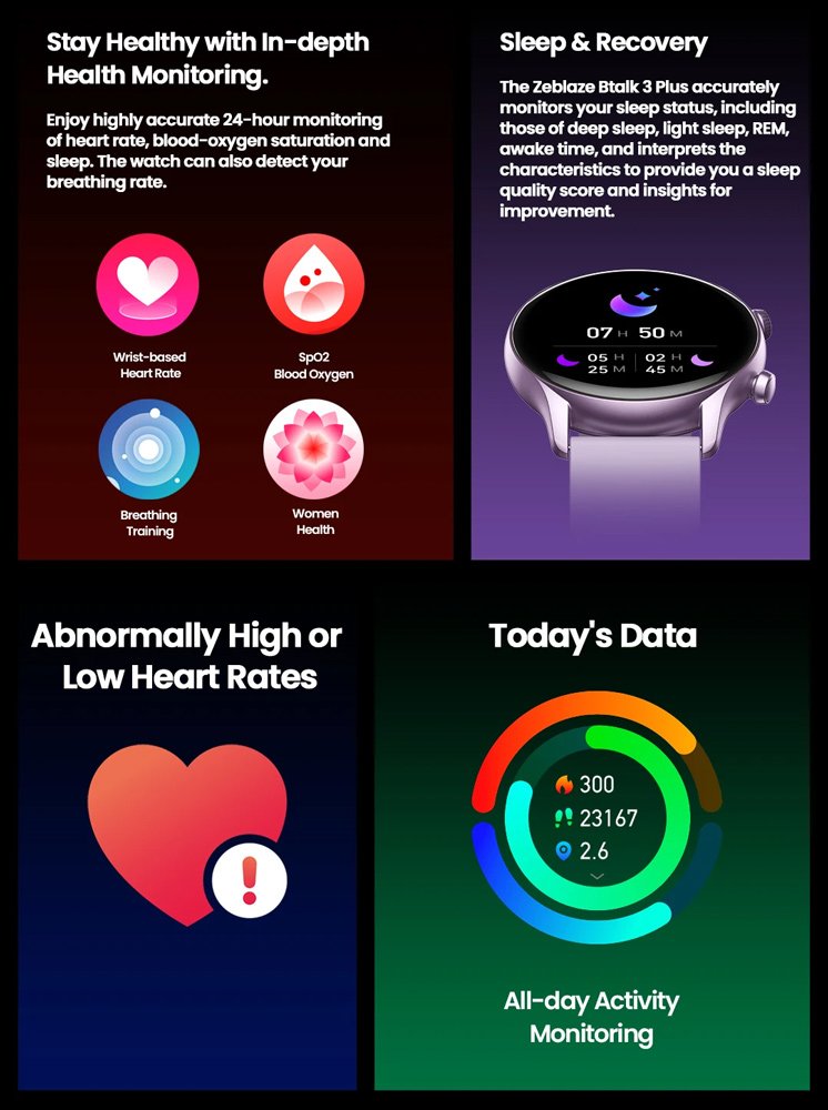 ZELAZE smartwatch talk 3 Plus, heart rate, 1.39" IPS, mayro 8415 Mayro 2