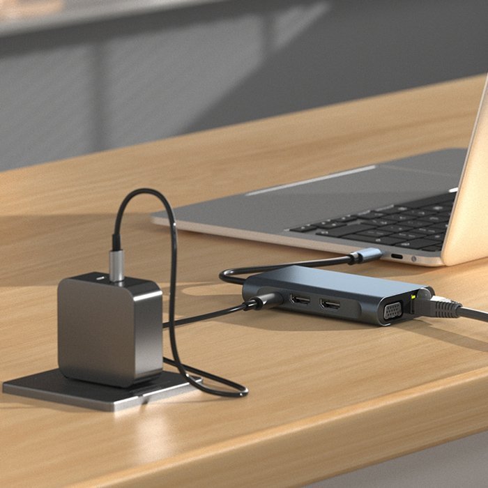 docking station 8 thyron, USB-C syndesi, 100W PD, gkri 5124 USB-C