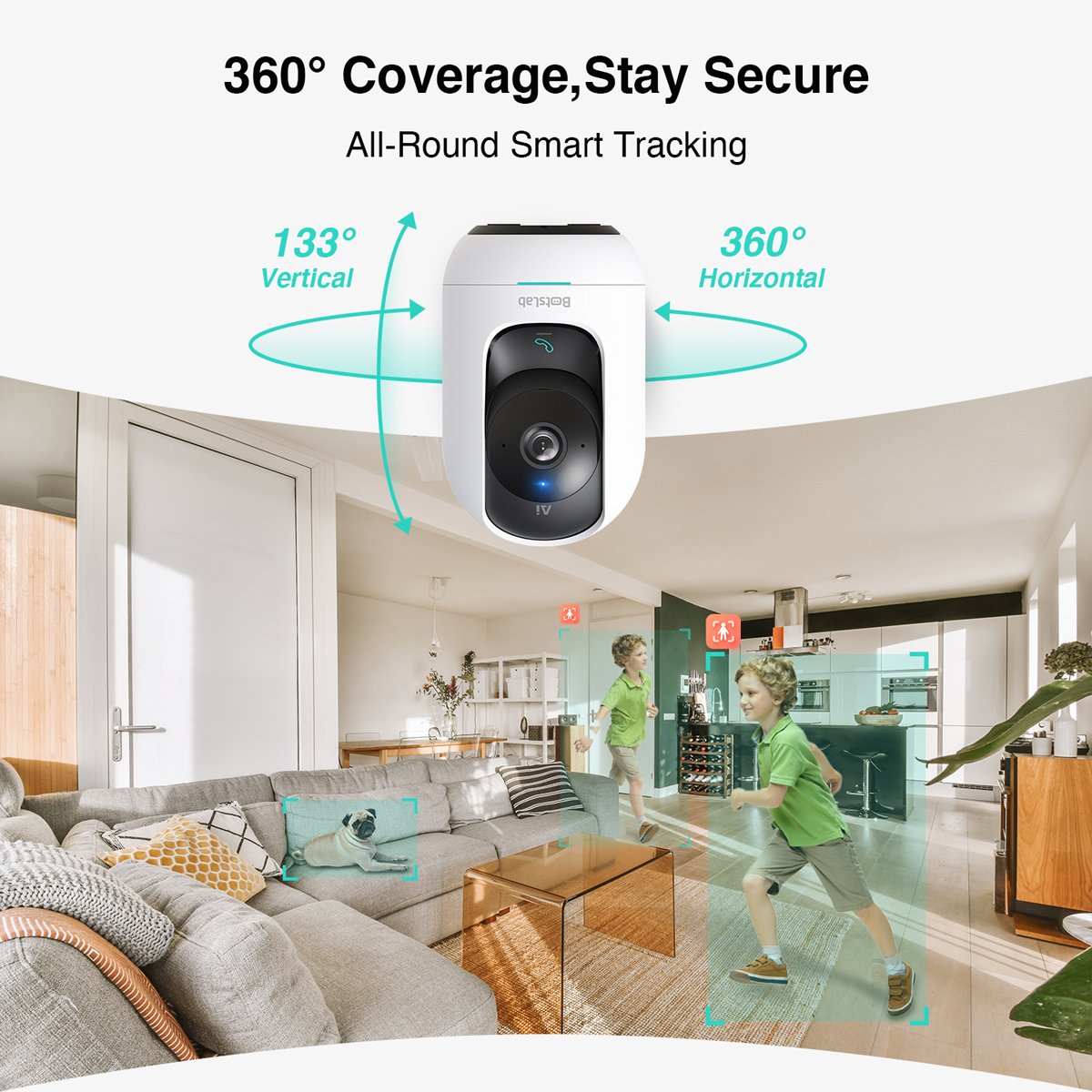 BOTSLAB smart κάμερα , 5MP/3K, WiFi, 360° PTZ, SD 6802 - Image 10
