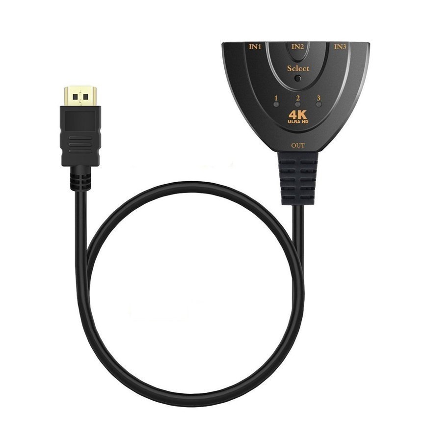POWERTECH HDMI Switch , 3 σε 1, 4K, 0.50m, μαύρο 966