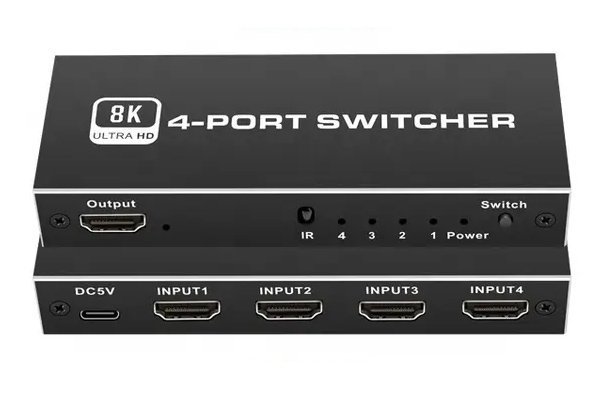 HDMI switch  με τηλεχειριστήριο, 4 σε 1, 8K/60Hz, μαύρο 4421