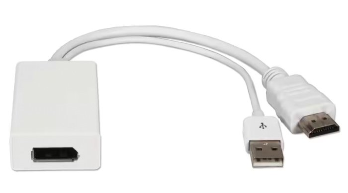 POWERTECH αντάπτορας HDMI σε DisplayPort , USB, 4K, λευκός 5495
