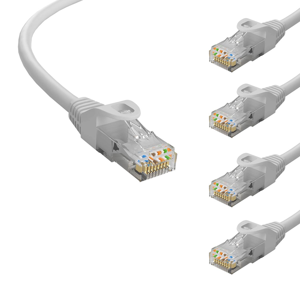 POWERTECH καλώδιο δικτύου , Cat 6 U/UTP, CCA, 250Hz, 0.5m, γκρι, 5τμχ 7792