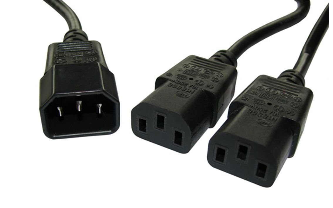 POWERTECH καλώδιο τροφοδοσίας  F/2xM 3pin, 1.5m, μαύρο 596