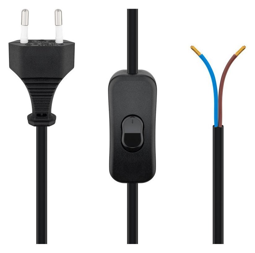 kalodio trofodosias me diakopti, 0.75mm², 1.5m, mayro 5367 1.5m