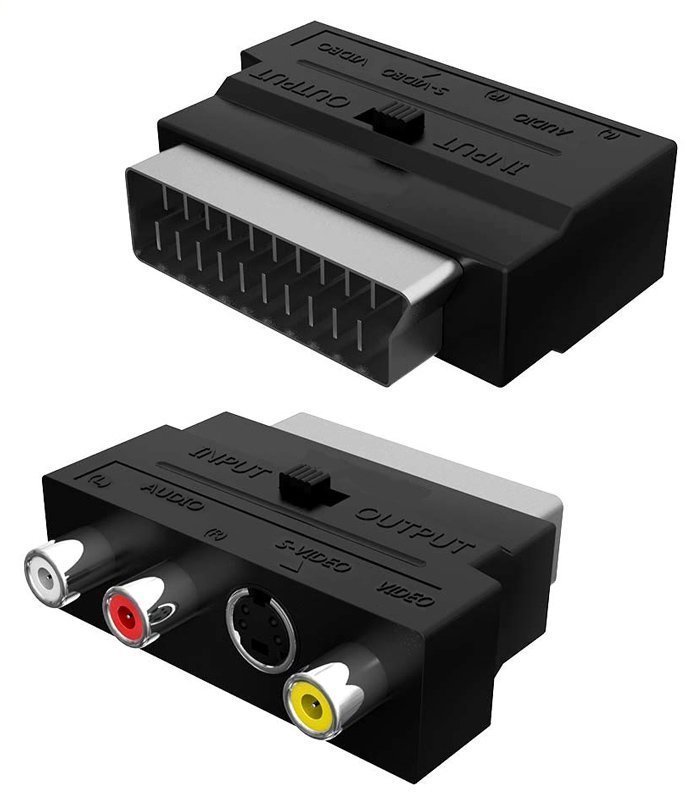 POWERTECH αντάπτορας SCART σε audio/video & S-Video , μαύρος 2116