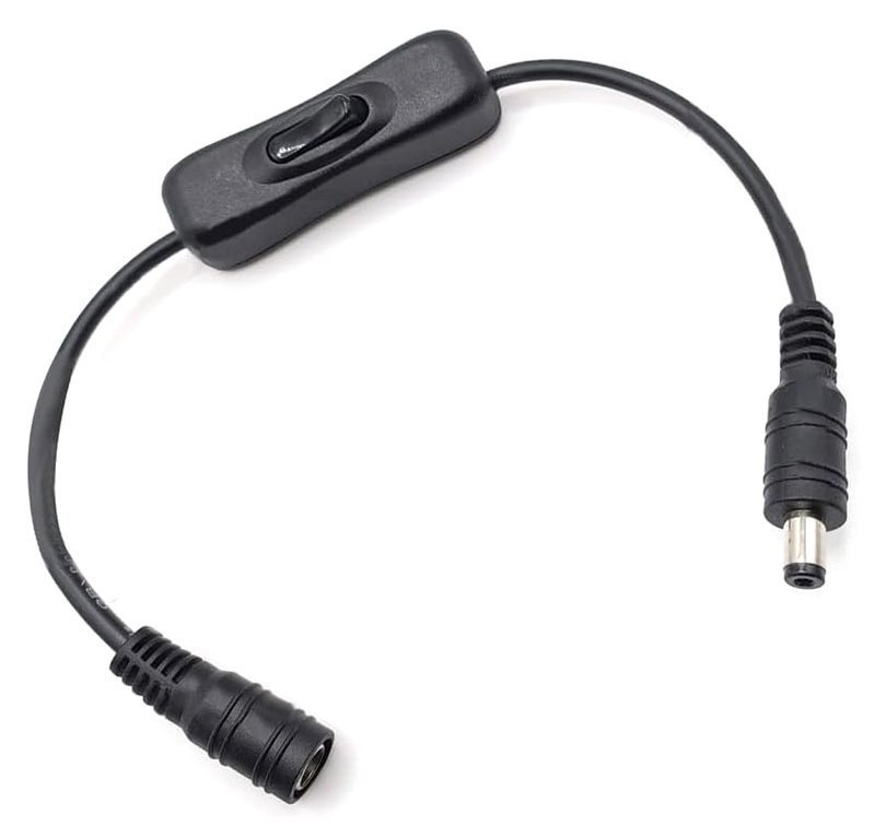POWERTECH καλώδιο/διακόπτης τροφοδοσίας , 5.5x2.1mm, 30cm, μαύρο 5715