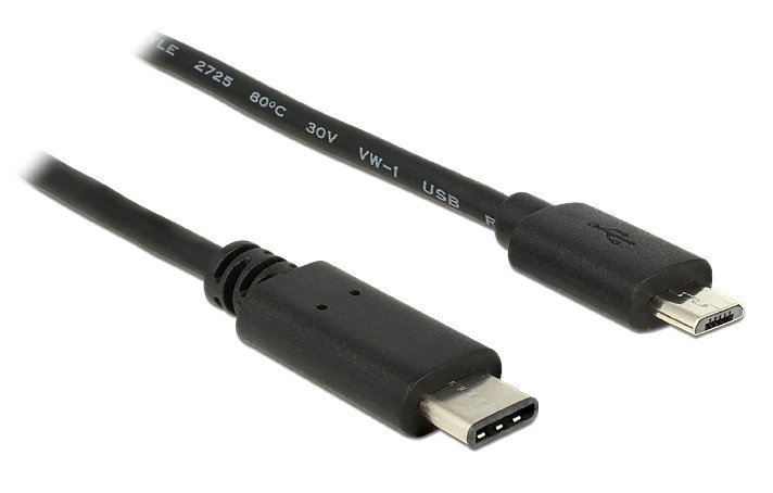 POWERTECH Καλώδιο USB Type-C σε USB Micro , 1m, μαύρο 819