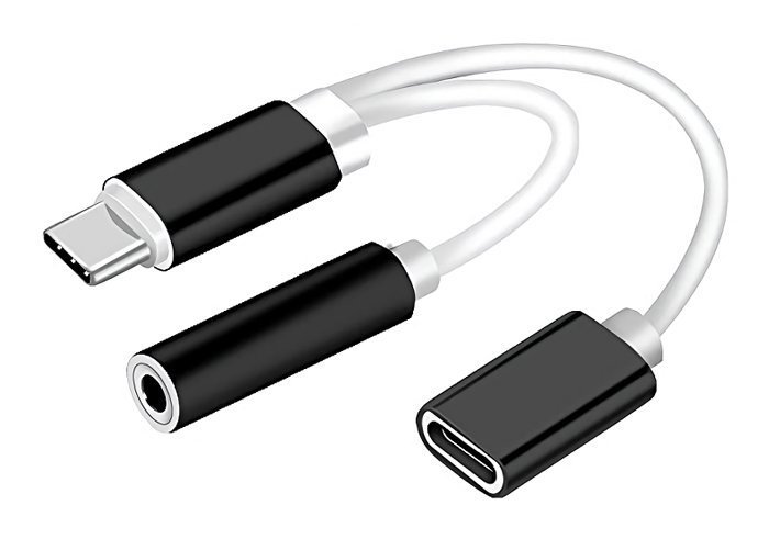 POWERTECH αντάπτορας USB-C σε USB-C & 3.5mm θηλυκό , λευκός 1132