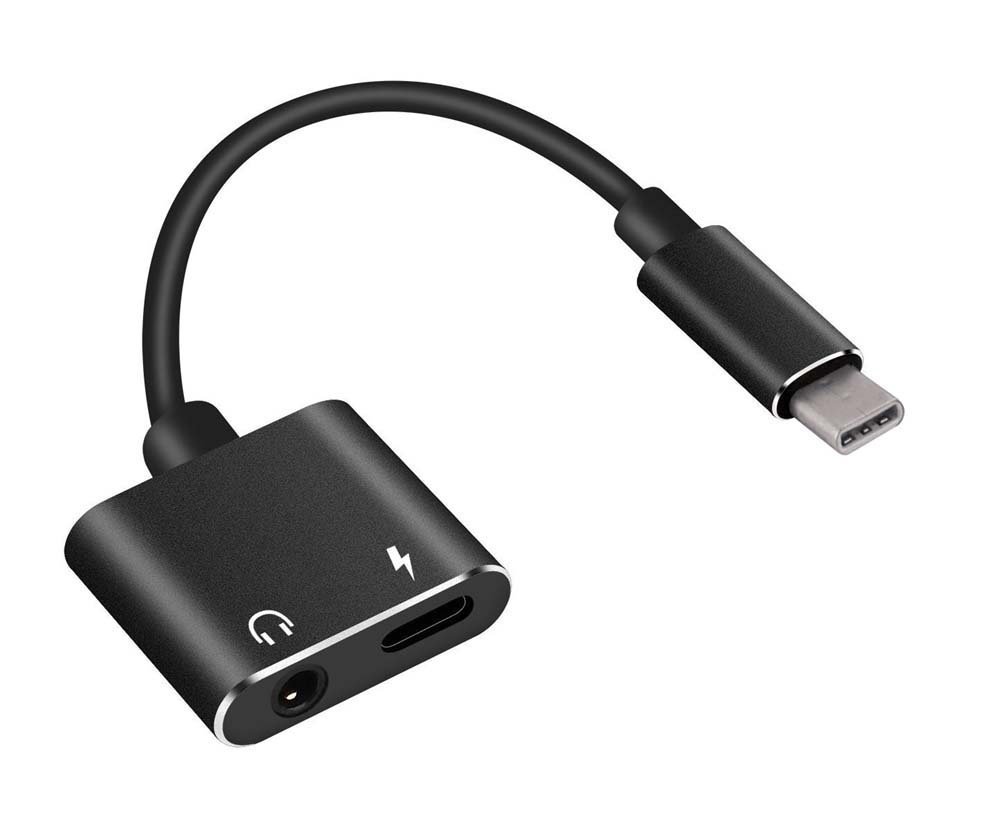 POWERTECH αντάπτορας USB-C σε USB-C & 3.5mm θηλυκό , μαύρος 1133