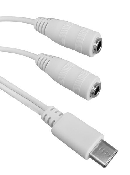 POWERTECH καλώδιο USB-C σε 2x 3.5mm , 0.20m, λευκό 2958